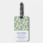 Grünes u. rosa Kaktus-Muster Gepäckanhänger (Rückseite vertikal)