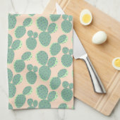 Grünes u. rosa Kaktus-Muster Geschirrtuch (Viertel Falte)