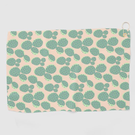 Grünes u. rosa Kaktus-Muster Golfhandtuch (Horizontal)