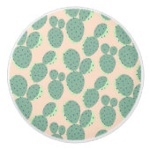 Grünes u. rosa Kaktus-Muster Keramikknauf (Vorderseite)