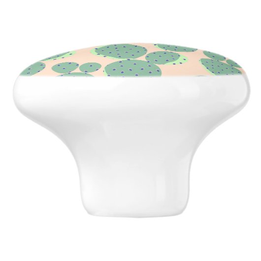 Grünes u. rosa Kaktus-Muster Keramikknauf (Seitenansicht)