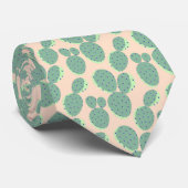 Grünes u. rosa Kaktus-Muster Krawatte (Gerollt)