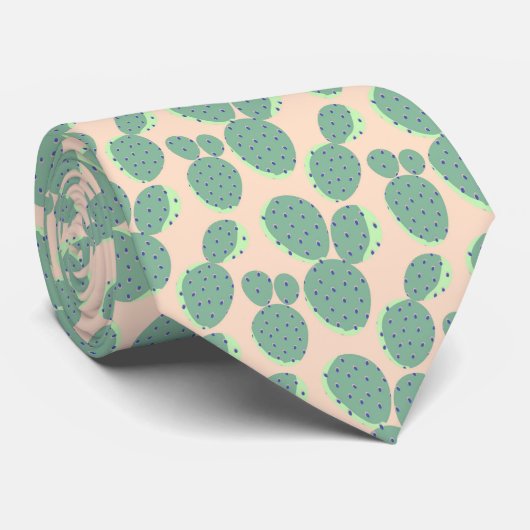 Grünes u. rosa Kaktus-Muster Krawatte (Gerollt)