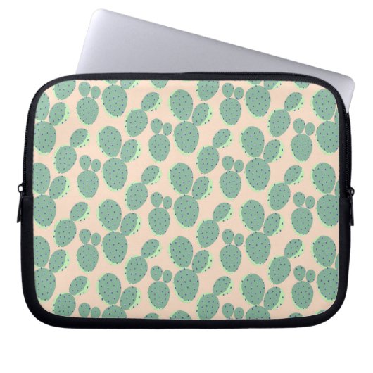 Grünes u. rosa Kaktus-Muster Laptopschutzhülle (Vorderseite)