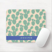 Grünes u. rosa Kaktus-Muster Mousepad (Mit Mouse)