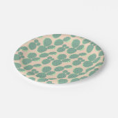 Grünes u. rosa Kaktus-Muster Pappteller (Schrägansicht)