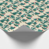 Grünes u. rotes Kaktus-Muster Geschenkpapier (Ecke)