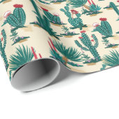 Grünes u. rotes Kaktus-Muster Geschenkpapier (Rolleneckpunkt)