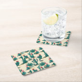 Grünes u. rotes Kaktus-Muster Rechteckiger Pappuntersetzer (Vor Ort)