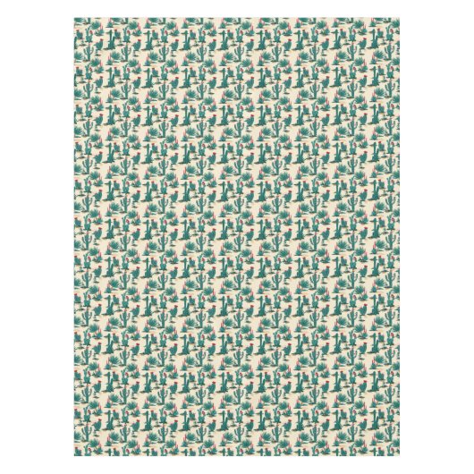 Grünes u. rotes Kaktus-Muster Tischdecke (Vorderseite)