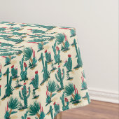 Grünes u. rotes Kaktus-Muster Tischdecke (Beispiel)