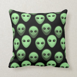 Grünes u. schwarzes alien-Muster Kissen