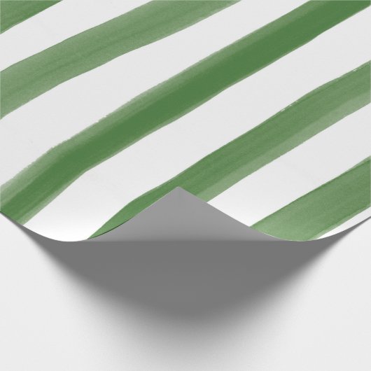 Grünes u. weißes Aquarell Stripes Muster Geschenkpapier (Ecke)