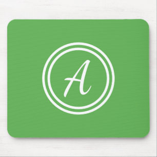 Grünes u. weißes kundenspezifisches Monogramm Mousepad