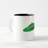 Grünes UFO Zweifarbige Tasse (Vorderseite Links)