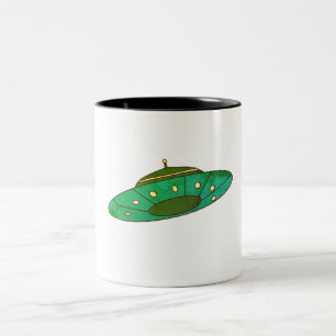 Grünes UFO Zweifarbige Tasse