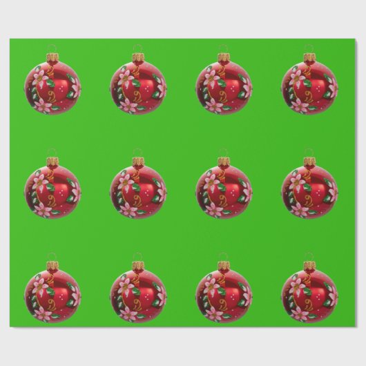 Grünes Umschlagpapier für Rote Ornamente Geschenkpapier (Flach)