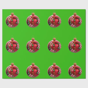 Grünes Umschlagpapier für Rote Ornamente Geschenkpapier