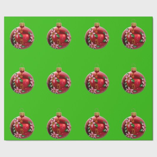 Grünes Umschlagpapier für Rote Ornamente Geschenkpapier (Saum)