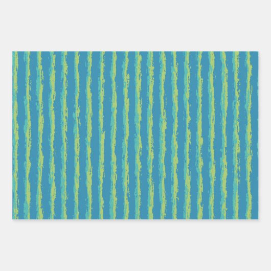 Grünes und Aquamarines Ikat-Muster Geschenkpapier Set (Vorderseite 3)