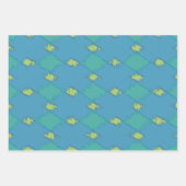 Grünes und Aquamarines Ikat-Muster Geschenkpapier Set (Vorderseite)