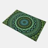 Grünes und Aquamarines Kaleidoskop Mandala Pattern Fußmatte (Schrägansicht)