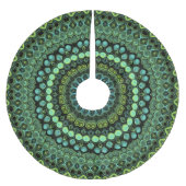 Grünes und Aquamarines Kaleidoskop Mandala Pattern Polyester Weihnachtsbaumdecke (Vorderseite)