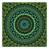 Grünes und Aquamarines Kaleidoskop Mandala Pattern Poster (Vorderseite)