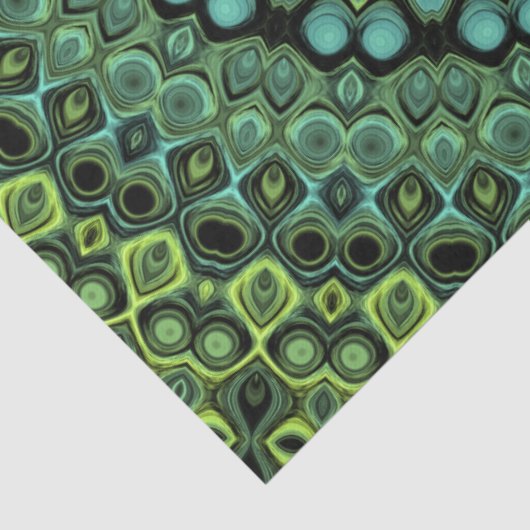 Grünes und Aquamarines Kaleidoskop Mandala Pattern Seidenpapier (Detail)