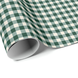Grünes und Beiges Gingham-Karo-Muster Geschenkpapier