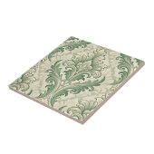 Grünes und Beiges Vintage-Blumenmuster im botanisc Fliese (Seite)