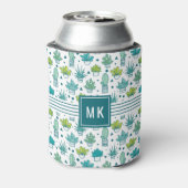 Grünes und blaues Aquarellmuster Dosenkühler (Kanne Rückseite)