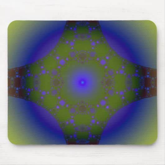 Grünes und blaues Fraktal Mousepad (Vorne)