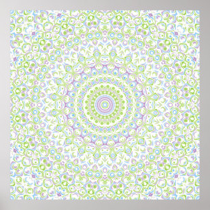 Grünes und blaues geometrisches Mandala-Muster Poster