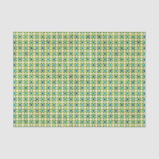 Grünes und blaues geometrisches Muster Seidenpapier (Vorderseite)