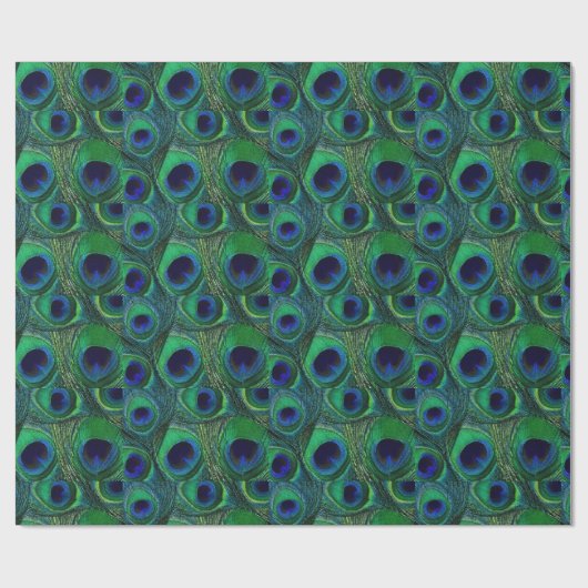 Grünes und blaues Pfauenfutter Geschenkpapier (Flach)
