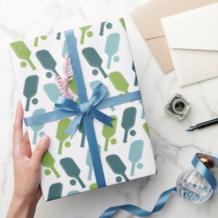 Grünes und blaues Pickleball-Muster Geschenkpapier