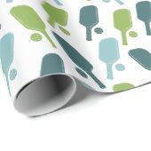 Grünes und blaues Pickleball-Muster Geschenkpapier (Rolleneckpunkt)