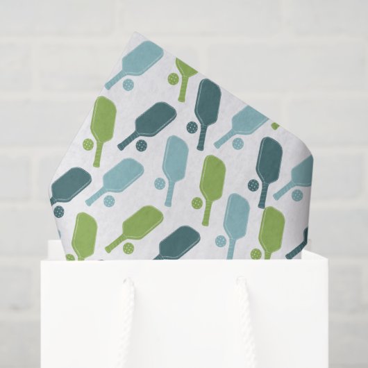 Grünes und blaues Pickleball-Muster Seidenpapier (Geschenk Tasche)