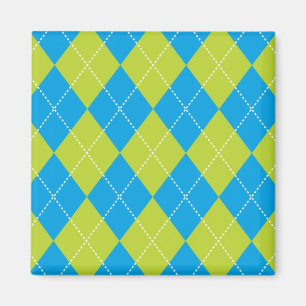 Grünes und blaues Rauten-Muster Magnet