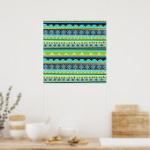Grünes und blaues Stammes- Neonmuster Poster (Küche)
