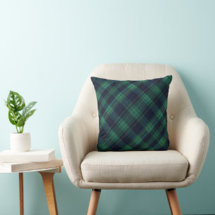 Grünes und Blaues Tartan-Karo Kissen