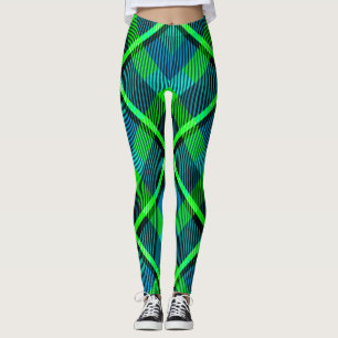 Grünes und blaues Tartan-Muster Leggings