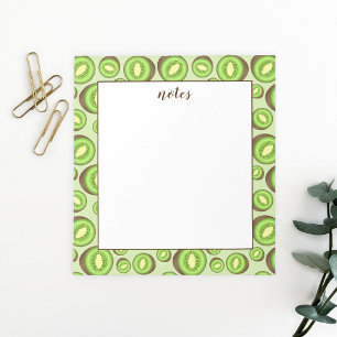 Grünes und braunes Kiwimuster mit individuellem Te Notizblock