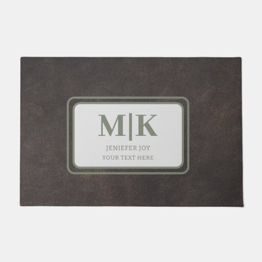 Grünes und braunes Leder Personalisiert Fußmatte (Vorderseite)