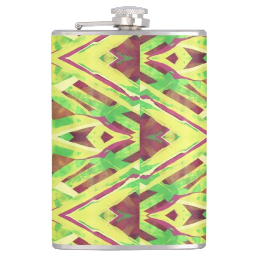 Grünes und braunes Muster Flachmann (Vorderseite)