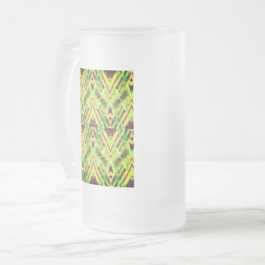 Grünes und braunes Muster Mattglas Bierglas (Vorderseite Links)