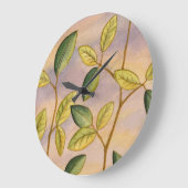 Grünes und gelbes Blätter auf Große Wanduhr (Winkel)