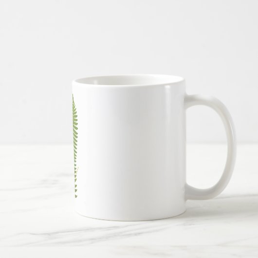Grünes und gelbes Farn-Blatt-botanische Kaffeetasse (Rechts)
