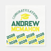 Grünes und gelbes Personalisiertes Graduierungspap Serviette (Vorderseite)